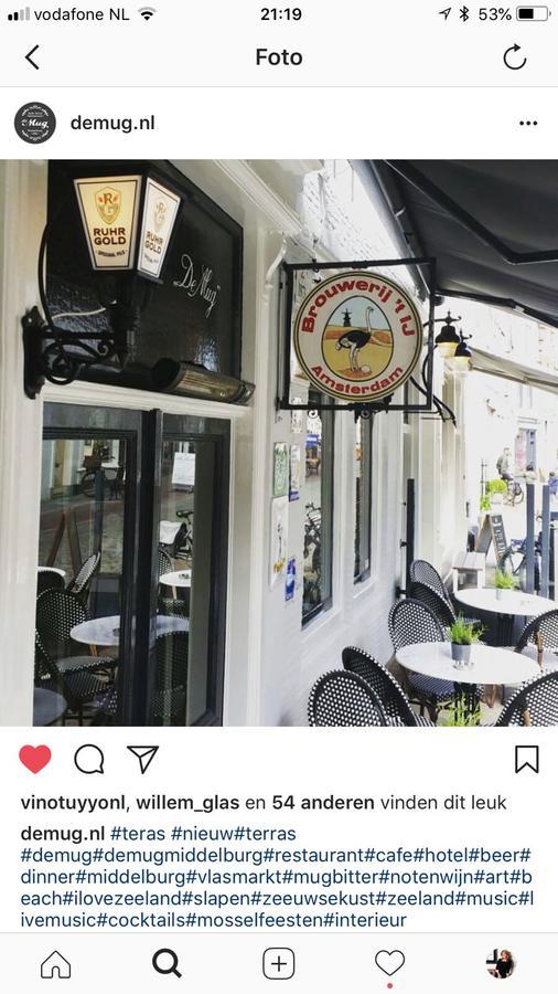 Cafe Restaurant Hotel De Mug Middelburg Eksteriør billede